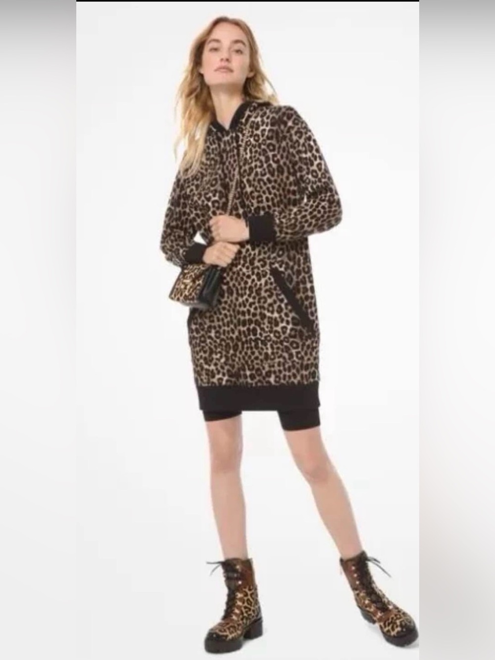 Michael Kors Girls Leopard-Print Dress with Black Trim